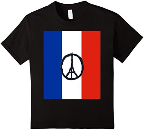Kids EIFFEL TOWER FRANCE FLAG SHIRT Red White Blue French T-Shirt 10 Black