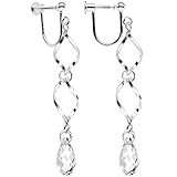 Body Candy Handcrafted 925 Silver Twist Drop Clip On Earrings Created with Swarovski Crystals