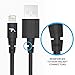 Tech Armor Lightning to USB Sync/Charge Cable Compatible with iPhone or iPad, Made with Kevlar -Tough-Braided Extra-Strong Jacket - Apple Certified - Black, 2 Feet