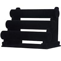 XINdream 3-Tier Removable Velvet Bracelet Holder,Watch Necklace Jewelry Display Stand and Organizer Rack (Black)