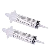 Buytra 2 Pack Garden Syringe 100ML/CC, Plastic Syringe for Hydroponics Nutrient Measuring, Watering, Refilling, Lab Experiment