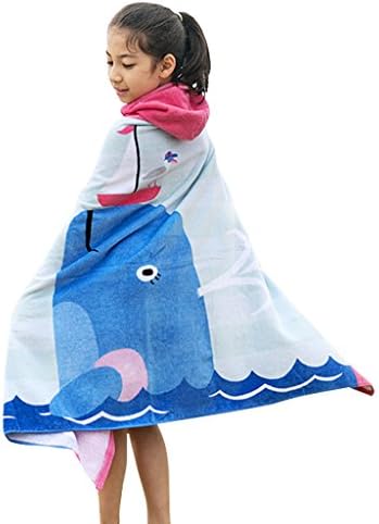 Kids Beach Towel Hooded Poncho Boy Girl Cotton Bathrobe Swim Wrap Bath Blanket