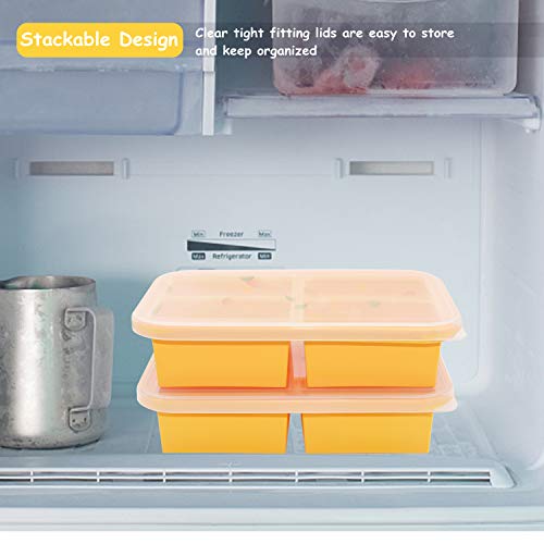 Bangp 1Cup Silicone Freezing Tray with Lid,2 Pack,EasyRelease Silicone 1 Cup Freezer Tray