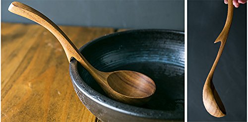 UBae Classic Wooden Kitchen Soup Ladle Natural Acacia Wooden Spoon Kitchen Utensil Spoon (3pcs Set)