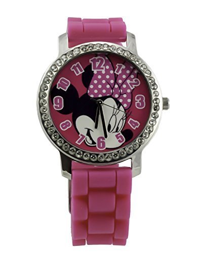 Minnie Watch with Rhinestones & Ribbed Band in Window Box