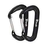 12KN Aluminium Wiregate Carabiners (Set of 2) - Rated 2697 LBS each - Lightweight Carabiner Clips for Hammock (Black)