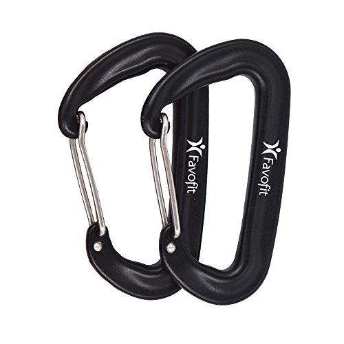 12KN Aluminium Wiregate Carabiners (Set of 2) - Rated 2697 LBS each - Lightweight Carabiner Clips for Hammock (Black)