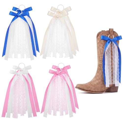 Rivvlive 8 Pcs Ribbon Boot Bows for Cowgirl, Pink, Ivory, Blue, White - Used condition - US$8.59