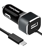USB Type C Car Charger, FosPower [27W 5V/5.4A] USB Output with Type C Charging Cord Charger for Nokia Lumia 950XL / N1, Nexus 5X/6P, OnePlus 2, LG V20 / G5, HTC 10, Google Pixel XL