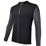 REALON Wetsuits Top Jacket Vest Mens Women 2mm Neoprene Long Sleeve/3mm Sleeveless Shirt Front Zip Sports XSPAN for Scuba Diving Surf Swimming Snorkel Suit (2mm Wetsuit Top Men/Black, XXL)