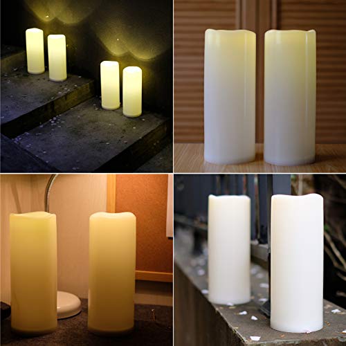NONNO&ZGF 4X10'' Large Outdoor IP44 Warm White LED Rainproof Waterproof Candles, Huge Flameless