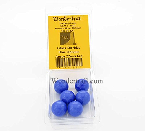 Blue Opaque 22mm Glass Marbles Pack of 6 Wondertrail WONGM206