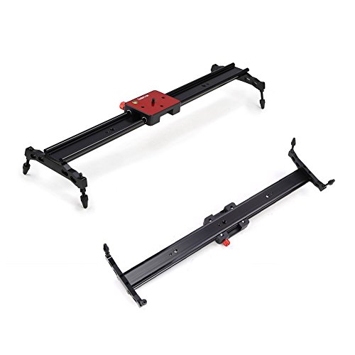 Koolertron Aluminum Alloy Video Track Slider in Video Shooting Rail Stabilization System With 1/4" and 3/8" Screw for Canon Nikon Sony DSLR Cameras Camcorders (60cm / 24" Length, Red)