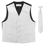 BOY'S Solid SILVER GREY Color Dress Vest NeckTie Set