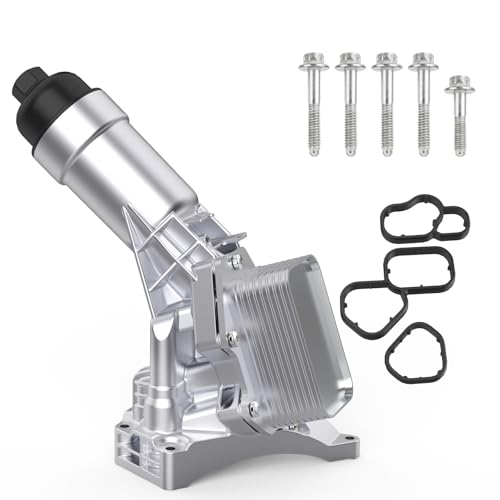 Upgrade Aluminum 11428651710 Engine Oil Cooler for BMW 230i 330e xDrive 330i xDrive 430i xDrive 530i 540i X3 X4 X5 X6 Z4, Fits 11428580415 11428580414 Oil Filter Housing Adapter with Sensors & Gaskets Image