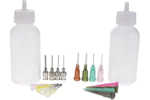 Henna Tattoo Kit: 2PCS Empty Applicator Bottles with 16 Tips Needles for Henna Tattoo Cone Precision Tip