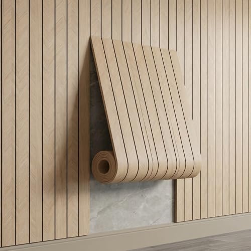 Tava Home - Panel de Pared PVC Tipo Madera en Rollo (260x30 cm), Revestimiento Lambrín Impermeable para Baño y Sala, Panel Acústico 3D de Piso a Techo con Fieltro, 1 unidad (Bambú Claro)