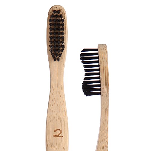 Isshah ECO- friendly Biodegradable Natural Bamboo Handle BPA Free Bristles Infused Individually Numbered Bamboo Toothbrush, Pack of 4 (Medium)