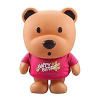 Bu-buildup Happy Birthdayt Bear Money Bank, Decorations, Gift for Boy, Girl, Child, White Bear, Pink