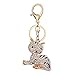 Elegant Alloy Cat Pendant Charms Keychain Rust Resistant Alloy & Crystals Keyring Unique Backpack Handbag Purse Mobile Bling-Bling Decoration Gadgets Accessories (Silver, One)