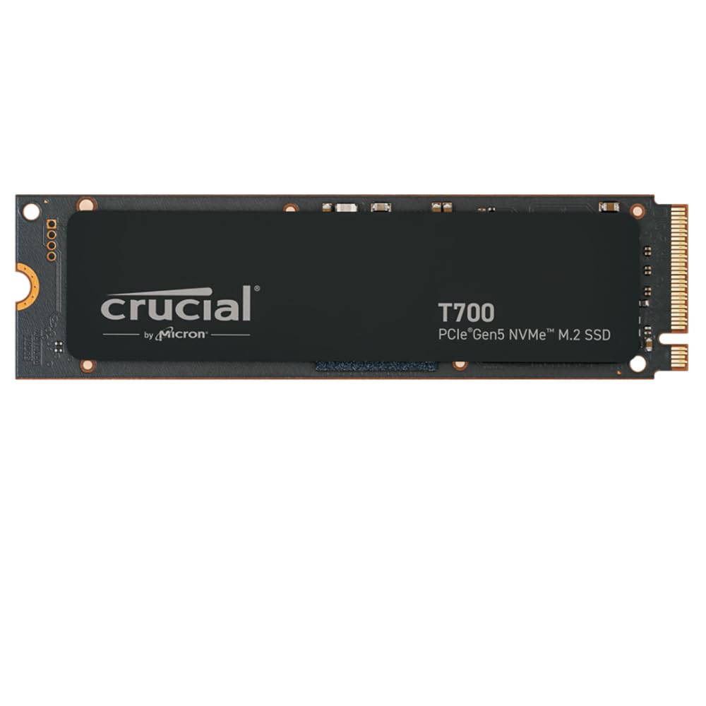 Crucial T700 1TB SSD PCIe Gen5 NVMe M.2 Internal Gaming SSD, Up to 11,700MB/s, Microsoft DirectStorage, PCIe 4.0 Backwards Compatible, Solid State Drive - CT1000T700SSD3