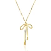 GIOLOYS Bow Necklace Gold Necklace for Women, 14K Gold Plated Dainty Bow Pendant Trendy Necklaces for Women Gold Jewelry