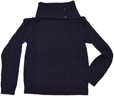 Womens Polo Cashmere Cable Turtleneck Long Sweater Navy Large