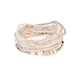 TIDOO Jewelry Women's Bohemian Stretch Bead Multilayer Tassels Bracelet