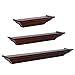 Burnes of Boston Traditional Walnut 3 Piece Floating Ledge Shelf Set, Includes Built In Level For Simple Installation