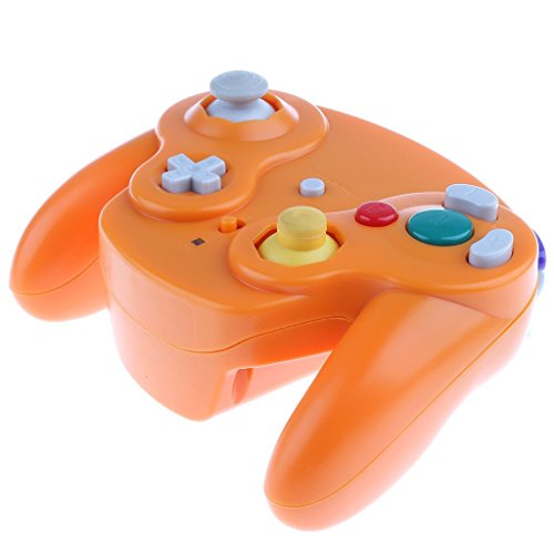 Poulep 2 Packs Classic 2.4G Wireless Controllers Gamepad with Receiver Adapter for Nintendo Wii U Gamecube NGC GC (Black and Orange)