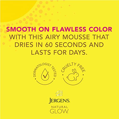 Jergens Natural Glow Instant Sun Body Mousse, Dark Self Tanner for Deep