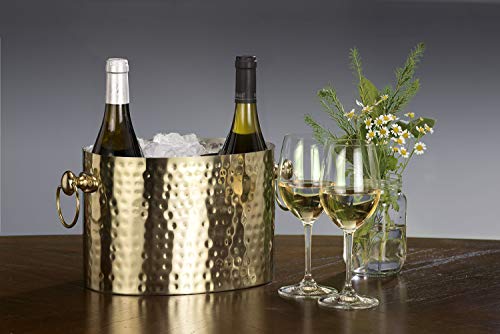 Chic Chill 2-Bottle Wine Chiller Ice Bucket | Keeps Wine & Champagne Bottles Cold Without Touching Ice | Handcrafted Artisan Design | Patented Technology | Gold