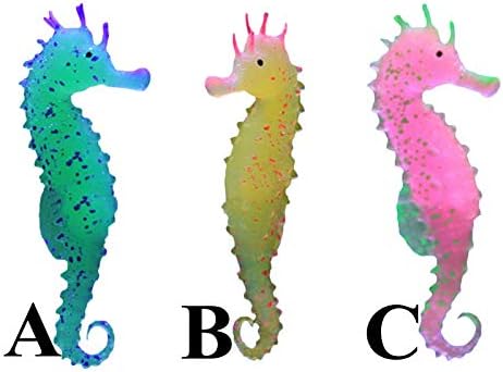 Glumes 1Pcs Aquarium Artificial Colorful Glowing Sea Horse Silicone Floating Decorations Ornaments for Fish Tank Ornaments