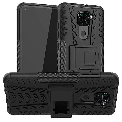 Lustree Redmi Note 9 Kick Stand Back Cover for- Redmi Note 9 (Black)