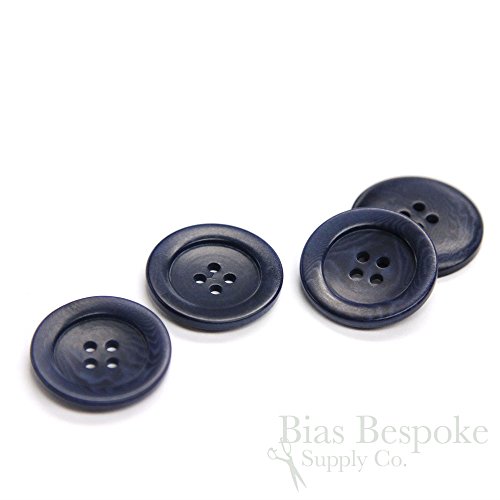 Set of 12 Chic Dark Blue Corozo Suit Buttons, Made in Italy