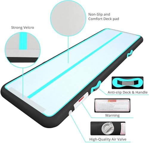 SKADE 300 X 100 CM Inflatable Air Tumbling Mat Gymnastics Tumble Track with Electric Air Pump & Storage Bag, 10 CM Thickness Air Mats for Home Use, Training, Cheerleading, Water Yoga