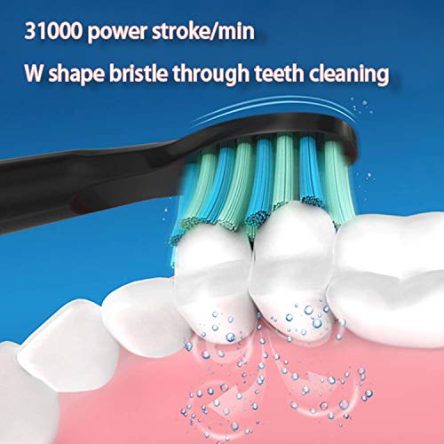 Electric Toothbrush Clean as Dentist Rechargeable Sonic Toothbrush with Smart Timer 4 Hours Charge Minimum 30 Days Use 9 Optional Modes Whitening Toothbrushes for Adults with 3 Brush Heads Black