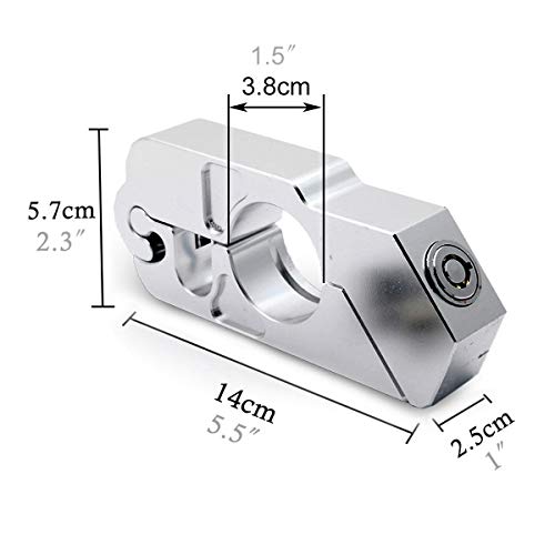 Soosee Motorcycle Lock - Universal  alloy CNC Motorcycle Handle Throttle Grip Security Lock with 2 Keys to Secure a Bike, Scooter, Moped or ATV in Under 5 Seconds(Silver) - Thumbnail 4