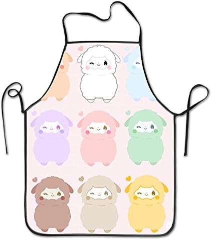 JJHOUSE's Rainbow Alpaca Creative Funny Cooking Apron Kitchen Apron Adjustable Black Apron