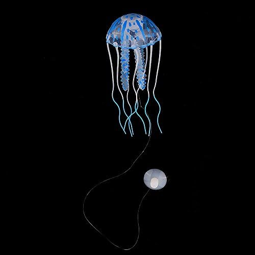 New Fish Aquarium Decor Jellyfish Aquarium Decoration Artificial Glowing Effect Fish Tank Ornament "Blue" No.28