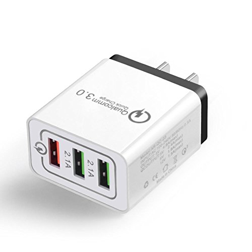 Chezaa Charger,US 30W 3 Port Quick Charge QC3.0 USB Fast Wall Charger for Phone (Black)