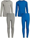 Arctic Hero Boys 2-Pack Thermal Underwear Top and Pant Set - Grey/ Royal - 8/10