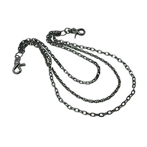 Uniqsum Simple Slim Triple wallet chain Swivel Trigger snap Lightweight Biker Punk Key chain (Gun-Metal) - Thumbnail 4