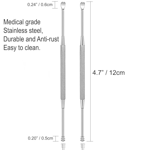 2 Pack - Stainless Steel Ear Spoon Portable Double-Ended Ear Pick Ear Wax Removal Tools Cleaning Ear Cleaner Spoon Spiral Ear Clean Tool