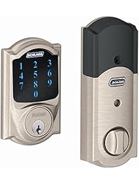 Schlage Z-Wave Connect Camelot Touchscreen Deadbolt with Built-In Alarm, Satin Nickel, BE469 CAM 619, Works with Alexa via SmartThings, Wink or Iris