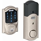 Schlage Connect BE469NX CAM 619 Touchscreen Deadbolt with alarm with Camelot Trim, Satin Nickel