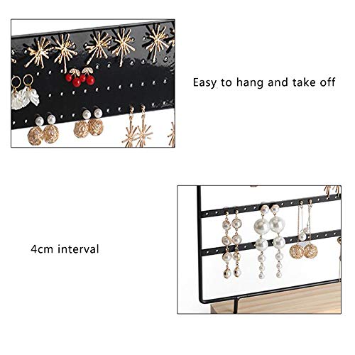 Jewelry Earrings Stand Organizer, Jewelry Ear Stud Display Stands Earring Organizer Stand Jewelry Holder Organizer Display Tree 3 Tier 144 Holes with Crystal Keychain (Black)