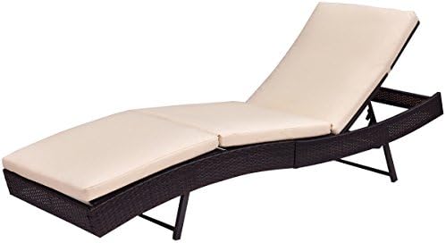 Item Valley Patio Sun Bed Adjustable Pool Wicker Lounge Chair Outdoor Furniture W/Cushion