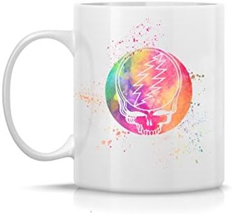 Greatful Dead Steal Your Face Watercolor Art Print Coffee Mug 11oz, 15oz Dishwasher-Safe, Microwave-Safe