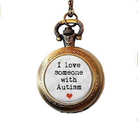 nijiahx Autism Pendant Necklace - Autism Puzzle - Autism Pocket Watch Necklace - Autism Spectrum Disorder - Autism Support - Autism Awareness - ASD